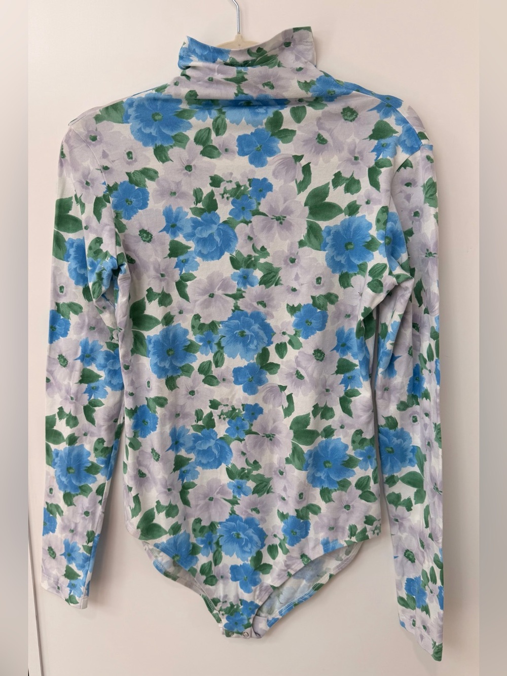 Pascal Floral Long-Sleeve Turtleneck Bodysuit - Blue, lavender & Green, medium
